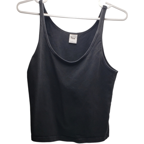 Tna Aritzia Black Women's Basic Cropped Tank Top Size Large Casual Athleisure - Picture 11 of 11